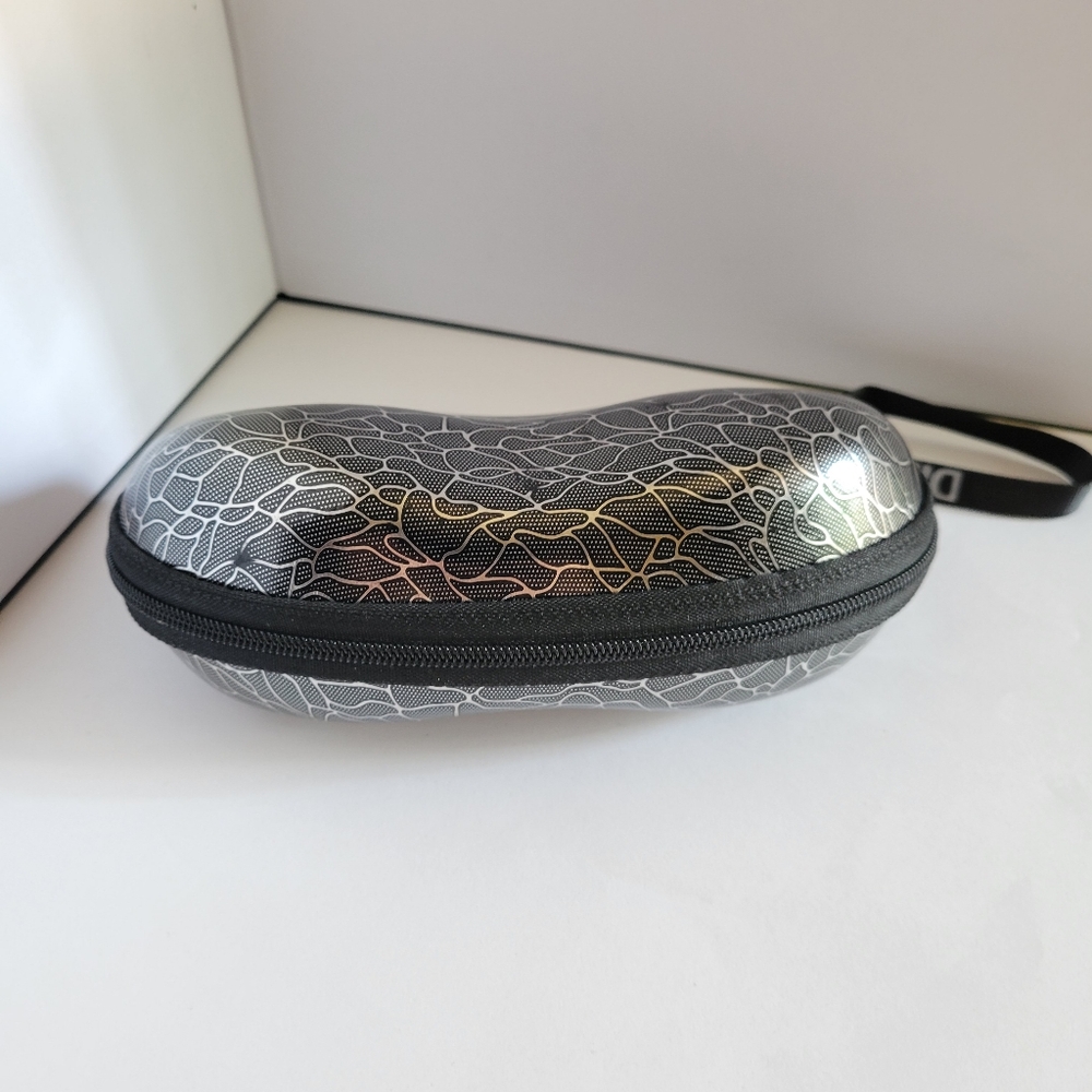 Glasses Sunglasses Hard Case Zipper Box Travel Pouch Printed Black Silver Unisex